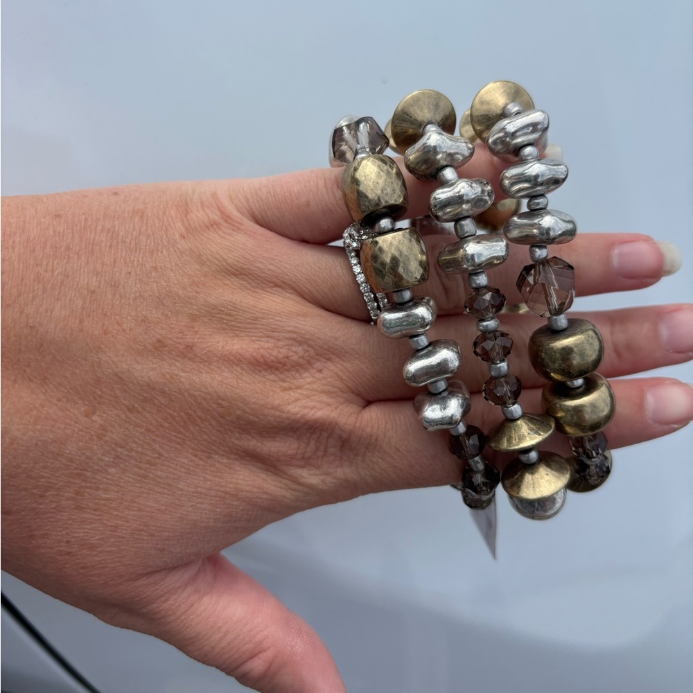 Elegant Gold and Silver Beaded Bracelet Set